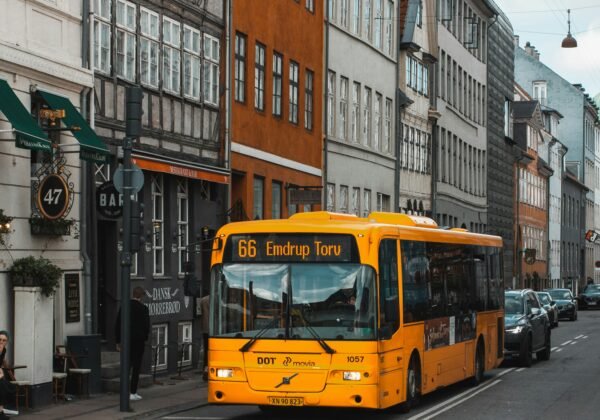 yellow and black bus on road at daytime